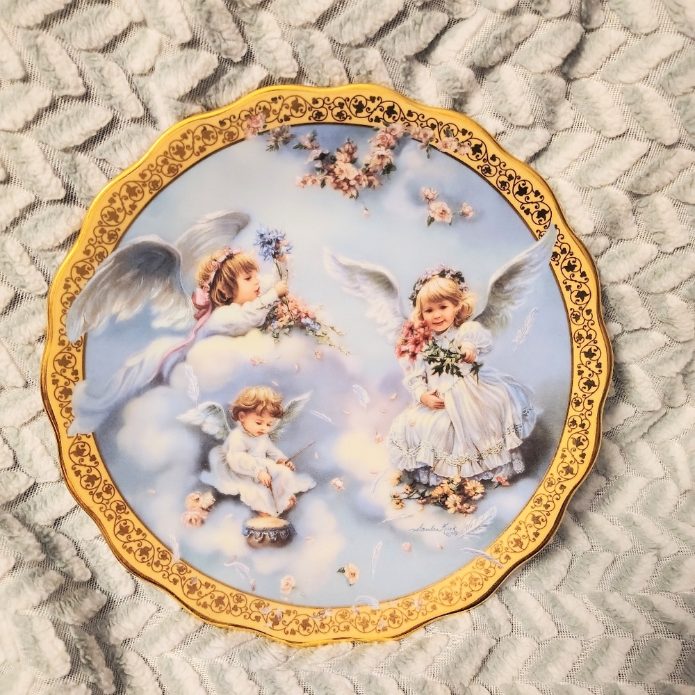 Decorative"Highest Harmony" Angel Plate with Gold Trim By Sandra Kuck's Garden